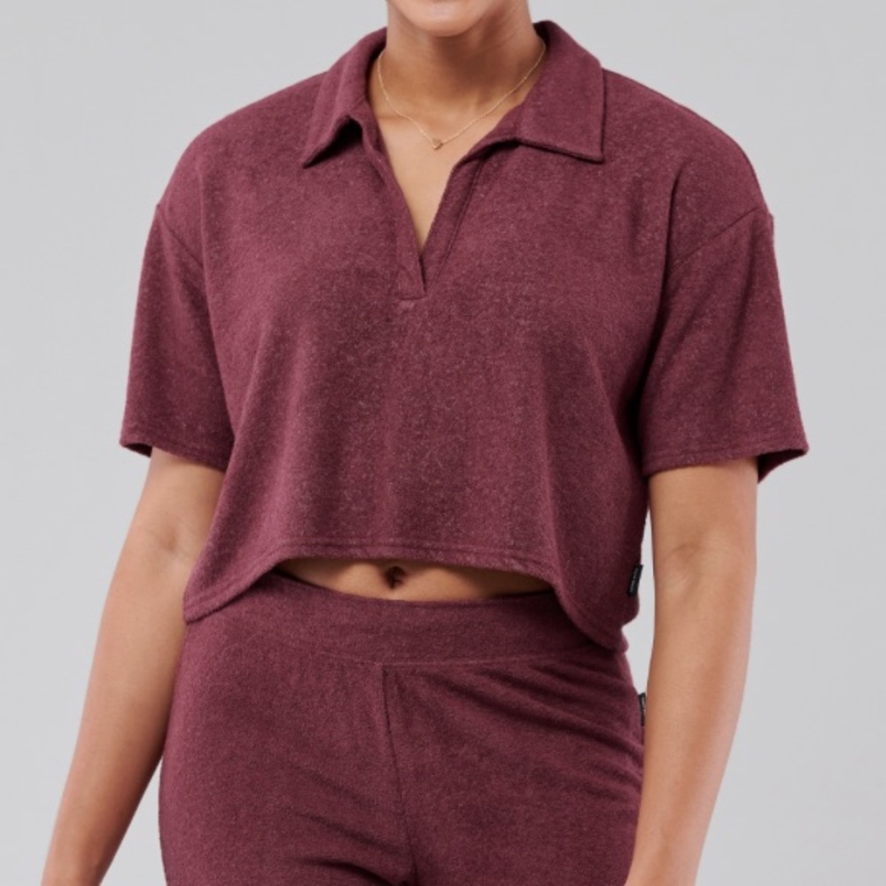 Gilly Hicks Happy Fleece Crop Polo Top